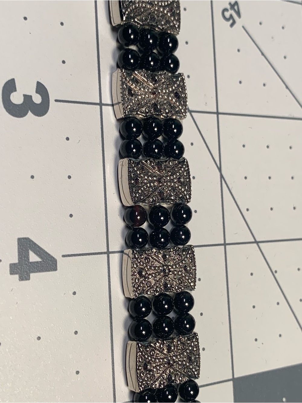 Black Bead Link Bracelet - Women's Fashion Jewelry - Picture 5 of 6